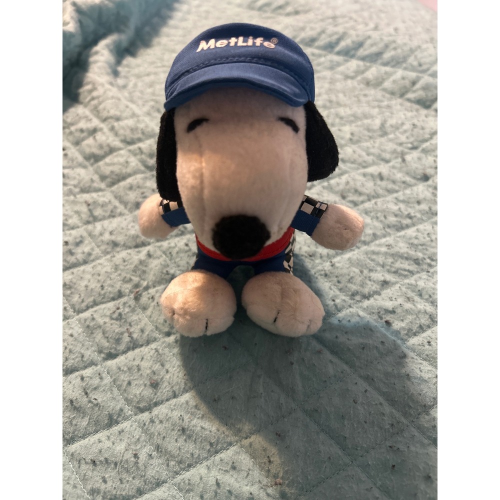 Peanuts Snoopy MetLife Racing Plush Stuffed Animal Blue Visor‎ Red Jersey Promo